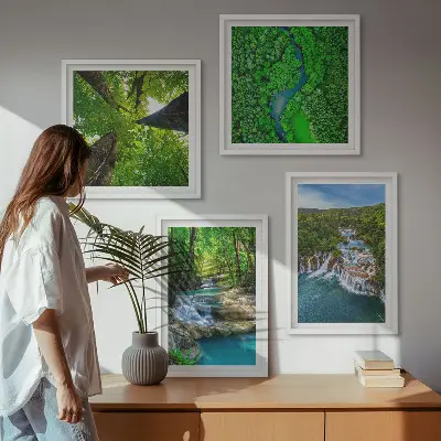 Wanddeko-Set Wasserfälle im grünen Wald
