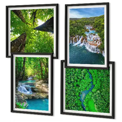 Wanddeko-Set Wasserfälle im grünen Wald