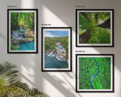 Wanddeko-Set Wasserfälle im grünen Wald