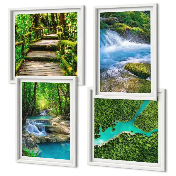 Wanddeko-Set Grüne Wälder und kristallklares Wasser