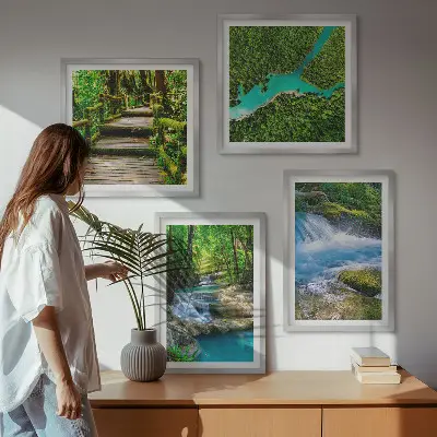 Wanddeko-Set Grüne Wälder und kristallklares Wasser