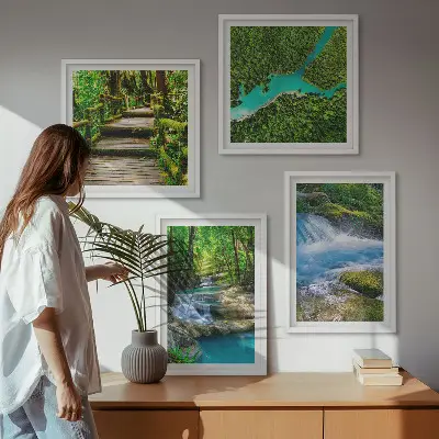 Wanddeko-Set Grüne Wälder und kristallklares Wasser