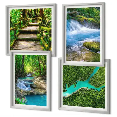 Wanddeko-Set Grüne Wälder und kristallklares Wasser