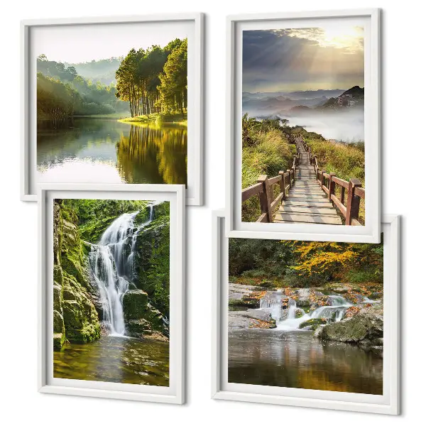 Wanddeko-Set mit Motiven von Wasserfällen, Bergen, Wolken und Herbstlandschaften