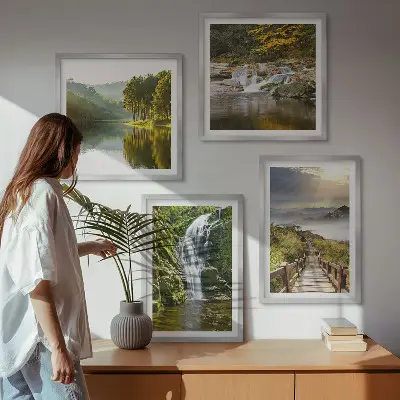 Wanddeko-Set mit Motiven von Wasserfällen, Bergen, Wolken und Herbstlandschaften