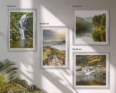 Wanddeko-set Wasserfälle, Berge, Wolken, Herbst