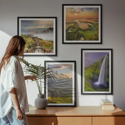 Wanddeko-Set mit Ausblicken auf Berge, Flüsse und Wasserfälle