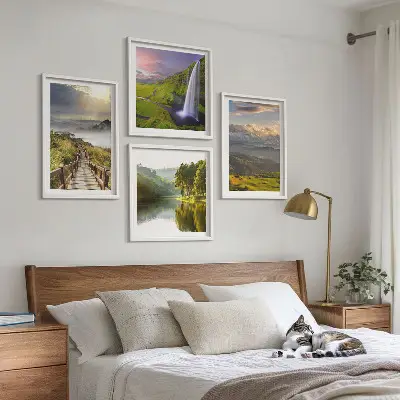 Wanddeko-Set mit Berglandschaften und Wasserfall
