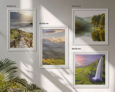 Wanddeko-Set mit Berglandschaften und Wasserfall