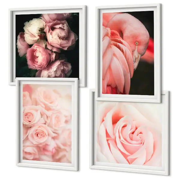 Wanddeko-Set mit pastellrosa Flamingos