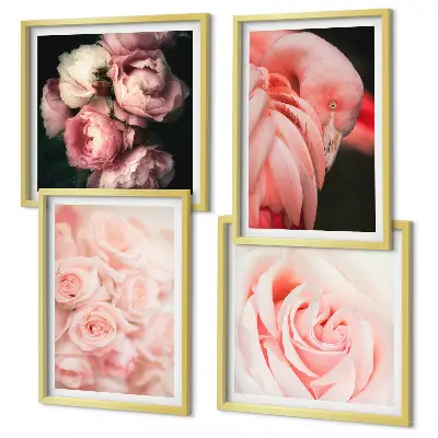 Wanddeko-Set mit pastellrosa Flamingos