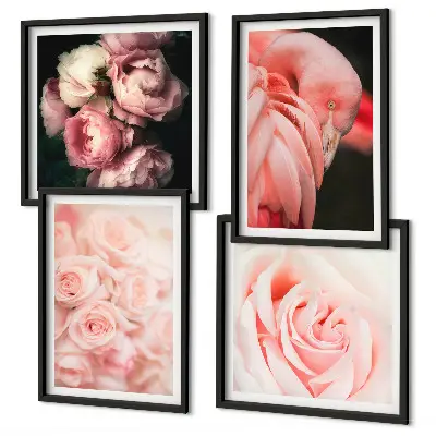 Wanddeko-Set mit pastellrosa Flamingos