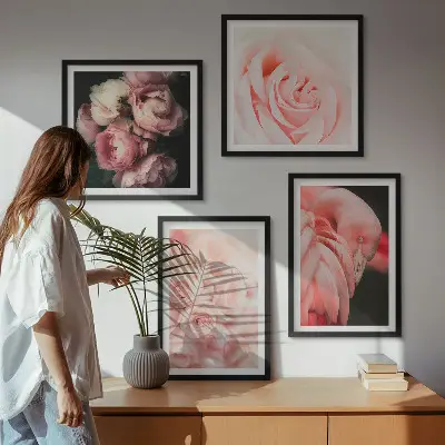Wanddeko-Set mit pastellrosa Flamingos