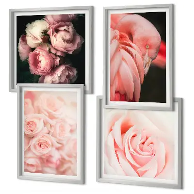 Wanddeko-Set mit pastellrosa Flamingos