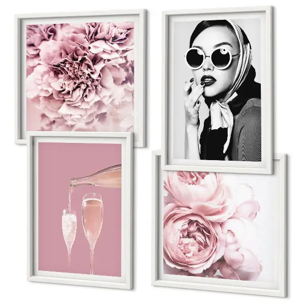 Wanddeko-Set mit elegantem Blumenmotiv aus Pfingstrosen und Rosen