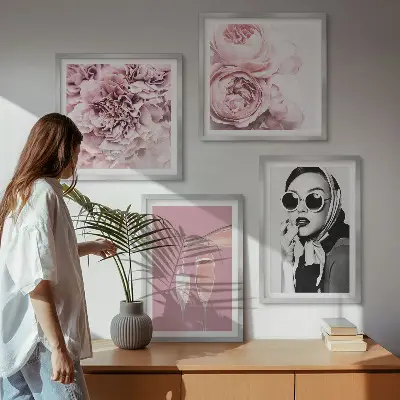 Wanddeko-Set mit elegantem Blumenmotiv aus Pfingstrosen und Rosen