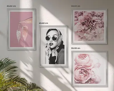 Wanddeko-Set mit elegantem Blumenmotiv aus Pfingstrosen und Rosen