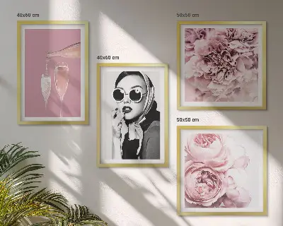 Wanddeko-Set mit elegantem Blumenmotiv aus Pfingstrosen und Rosen