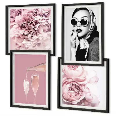 Wanddeko-Set mit elegantem Blumenmotiv aus Pfingstrosen und Rosen