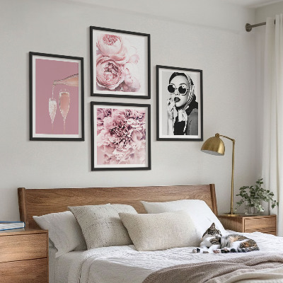 Wanddeko-set Blumen, Pfingstrosen, Rosen, Eleganz