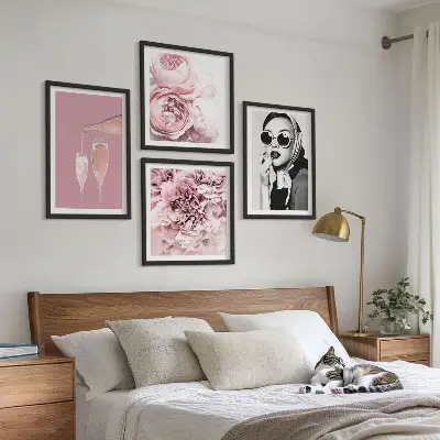 Wanddeko-Set mit elegantem Blumenmotiv aus Pfingstrosen und Rosen