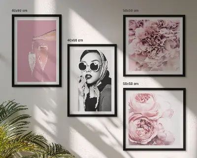 Wanddeko-Set mit elegantem Blumenmotiv aus Pfingstrosen und Rosen