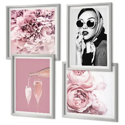 Wanddeko-Set mit elegantem Blumenmotiv aus Pfingstrosen und Rosen