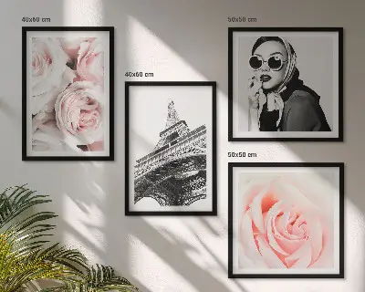 Eiffels Porträt einer Frau mit Rosen als gerahmtes Polyptychon
