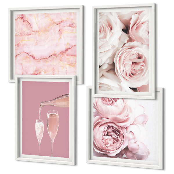 Wanddeko-set Rosen, Champagner, Marmor, Pastell