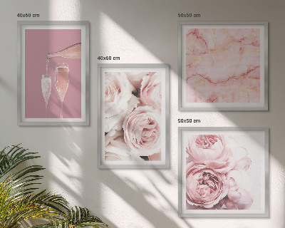 Wanddeko-set Rosen, Champagner, Marmor, Pastell