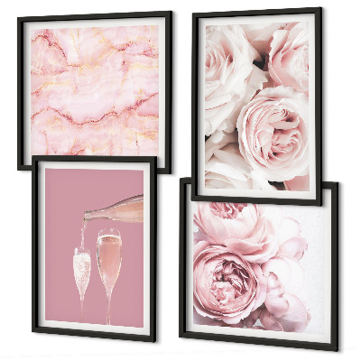Wanddeko-set Rosen, Champagner, Marmor, Pastell