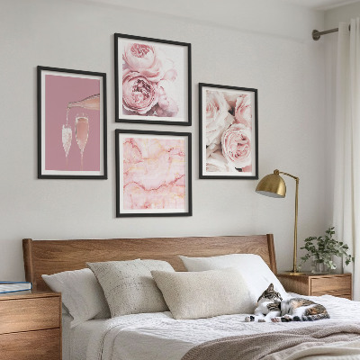 Wanddeko-set Rosen, Champagner, Marmor, Pastell