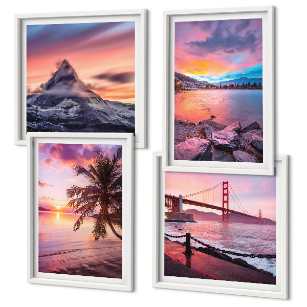 Polyptychon mit rahmen Sonnenuntergangsbrücke Landschaft