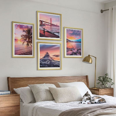 Polyptychon mit rahmen Sonnenuntergangsbrücke Landschaft