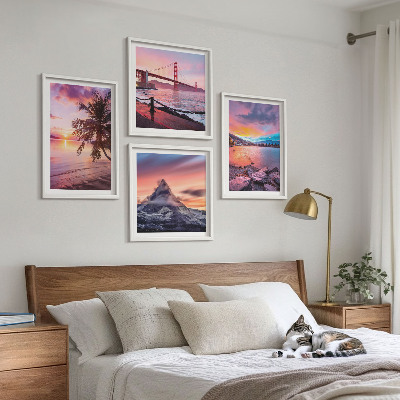 Polyptychon mit rahmen Sonnenuntergangsbrücke Landschaft