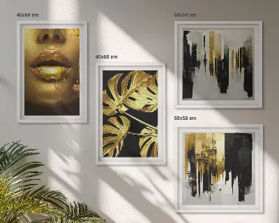 Wanddeko-Set mit abstrakter Blattmalerei