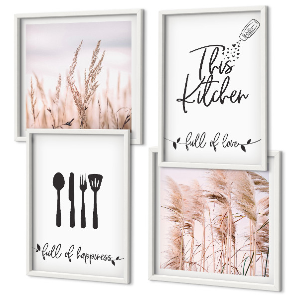 Polyptychon mit rahmen Boho-Küchengras-Schriftzug