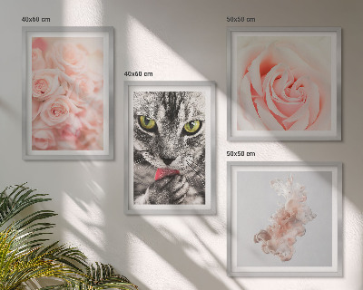 Wanddeko-set Abstrakte Darstellung von grauen Katzenrosen