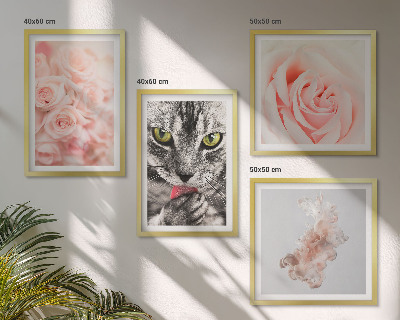 Wanddeko-set Abstrakte Darstellung von grauen Katzenrosen