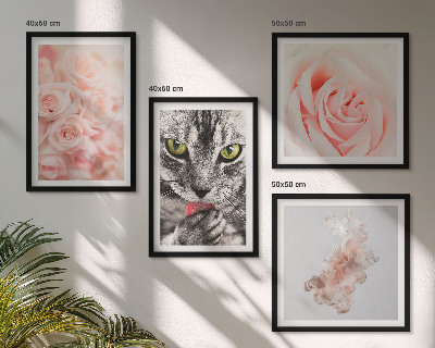 Wanddeko-set Abstrakte Darstellung von grauen Katzenrosen