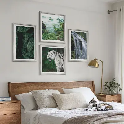 Blätter des Weißen Tigerwasserfalls als mehrteiliges Wandbild mit Rahmen