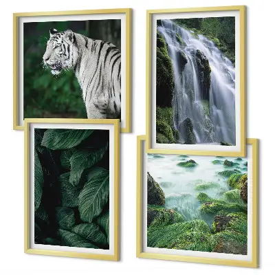 Blätter des Weißen Tigerwasserfalls als mehrteiliges Wandbild mit Rahmen