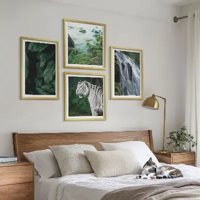 Blätter des Weißen Tigerwasserfalls als mehrteiliges Wandbild mit Rahmen