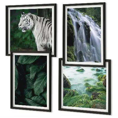 Blätter des Weißen Tigerwasserfalls als mehrteiliges Wandbild mit Rahmen