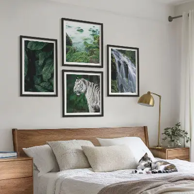 Blätter des Weißen Tigerwasserfalls als mehrteiliges Wandbild mit Rahmen