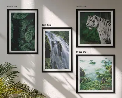Blätter des Weißen Tigerwasserfalls als mehrteiliges Wandbild mit Rahmen