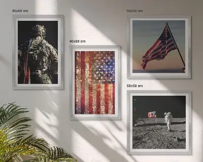 Polyptychon mit Rahmen amerikanische Symbole mit USA-Flagge