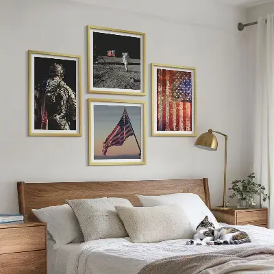 Polyptychon mit Rahmen amerikanische Symbole mit USA-Flagge