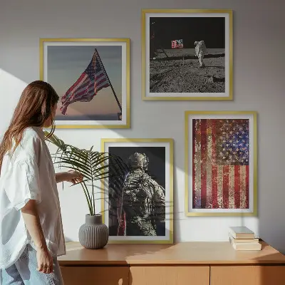 Polyptychon mit Rahmen amerikanische Symbole mit USA-Flagge