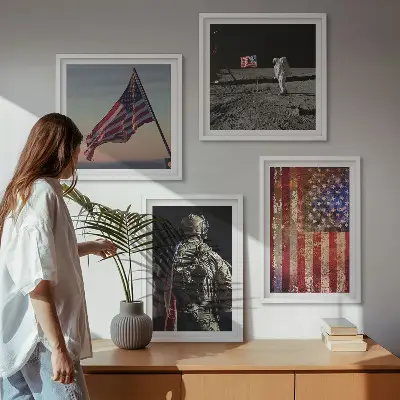 Polyptychon mit Rahmen amerikanische Symbole mit USA-Flagge